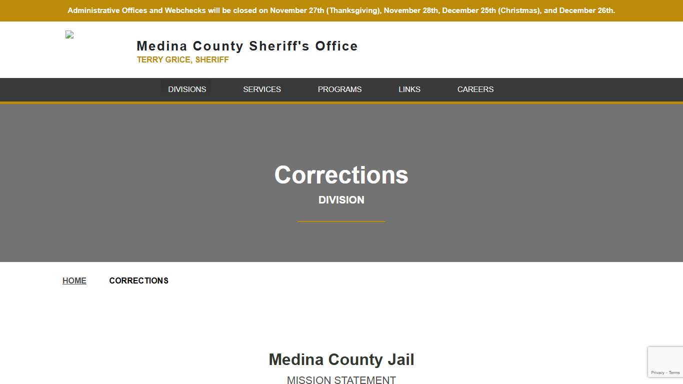 Corrections | Medina County Sheriff's Office